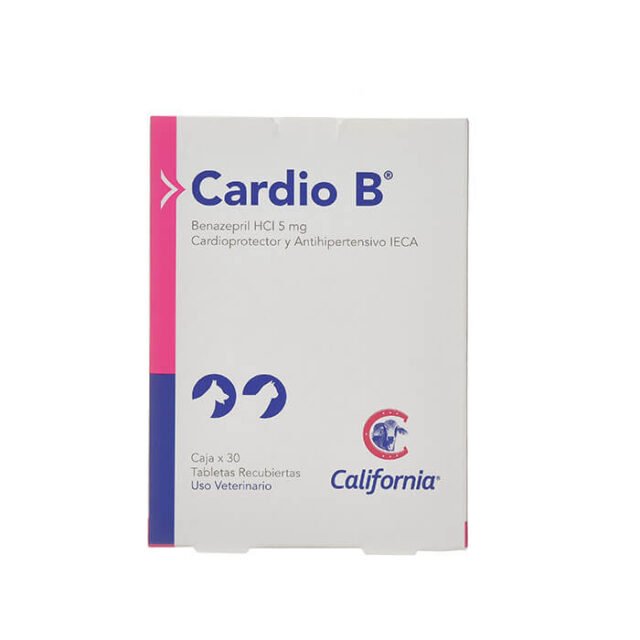 Cardio B fórmula a base de benazepril en tabletas de 5 mg como antihipertensivo de la clase IECA