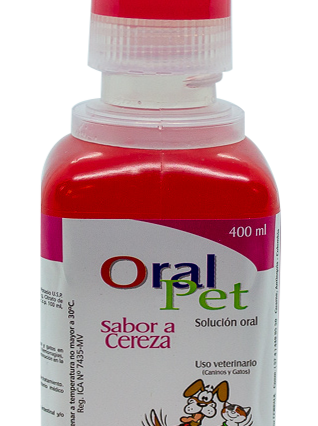 Oral Pet Suero Oral Suero Oral Sabor a Cereza 400 ml es una solución diseñada para la rápida rehidratación de perros y gatos.