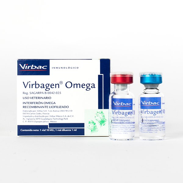 Virbagen omega (interferon omega) auxiliar en el tratamiento de enfermedades de Origen Viral en Gatos y perros.