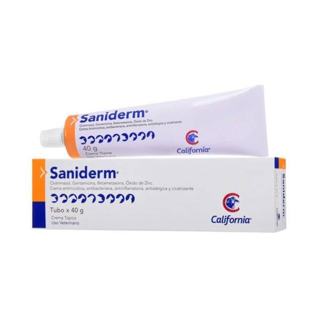Saniderm Crema es Antimicótico, antibacteriano, antialérgico, antipruriginoso y cicatrizante de uso externo en perros y gatos.
