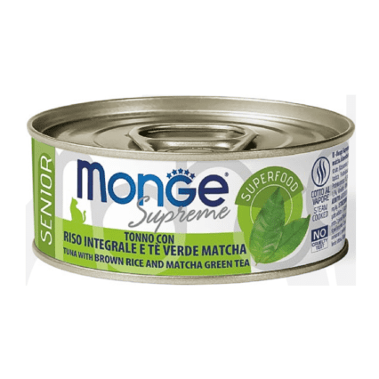 Monge Senior Té verde Matcha es un alimento equilibrado para gatos adultos mayores.