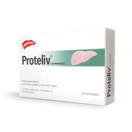 Proteliv Comprimidos Modulador fisiológico protector del metabolismo hepático en comprimidos palatables de administración oral.